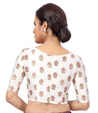 X3 Women's  Brocade Readymade Saree Blouse with Golden Bootas 38