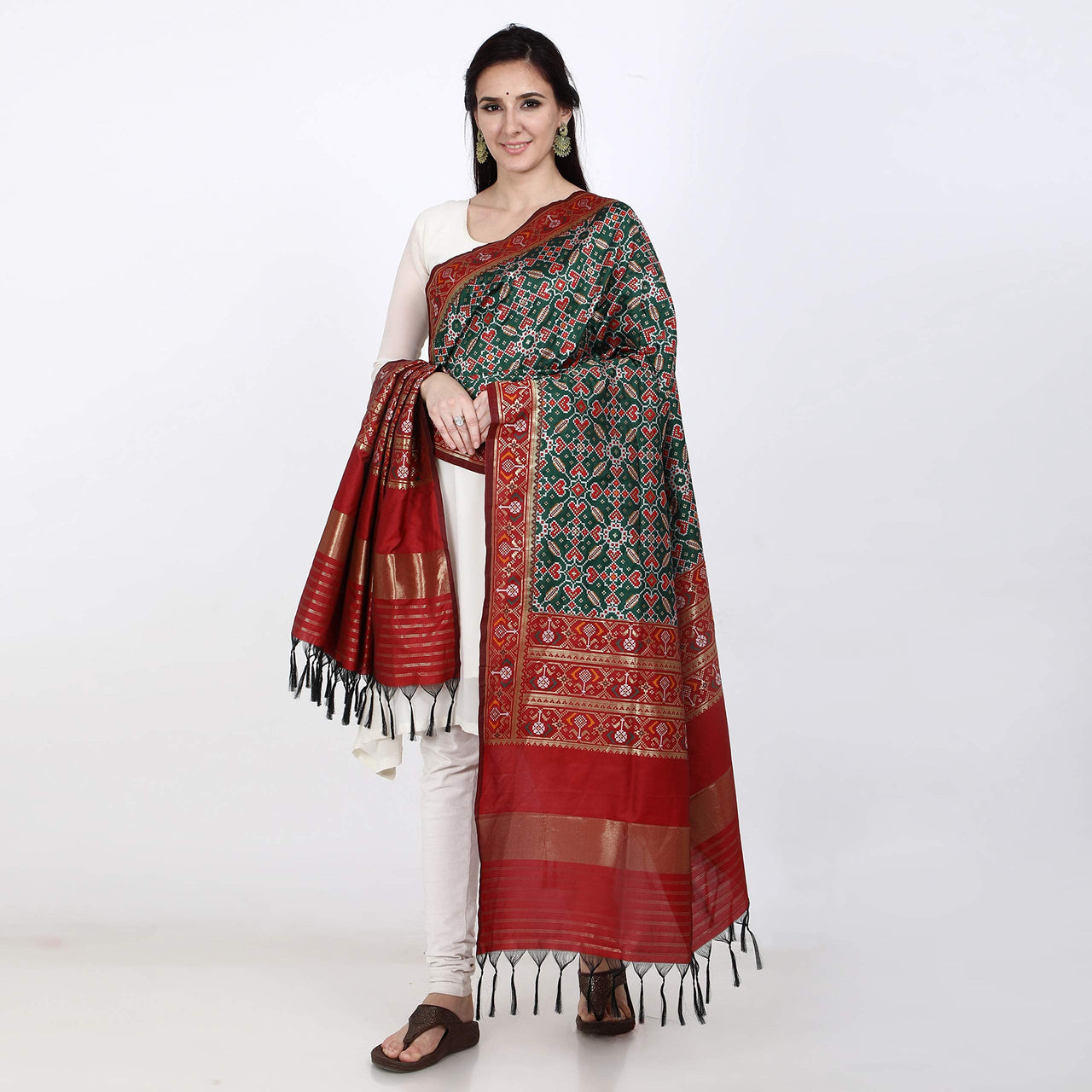 KAPAAHA Women's  Woven Silk Blend Patola Dupatta/Chunni Enough