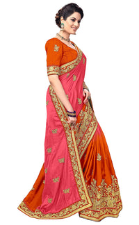 PANASH TRENDS Women's  Barfi Silk Heavy Embroidery Work Saree
