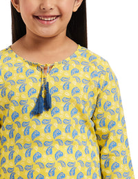 Amazon Brand - Jam & Honey Girl's  Cotton Regular Short Kurti PEACH 2 2 Years-3 Years