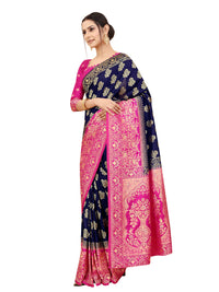 SATYAM WEAVES Women's  Banarasi Cotton Silk Saree With Blouse Piece
