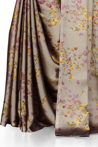 MIRCHI FASHION Women's  Stylish Chiffon Floral Printed Saree with Blouse Piece