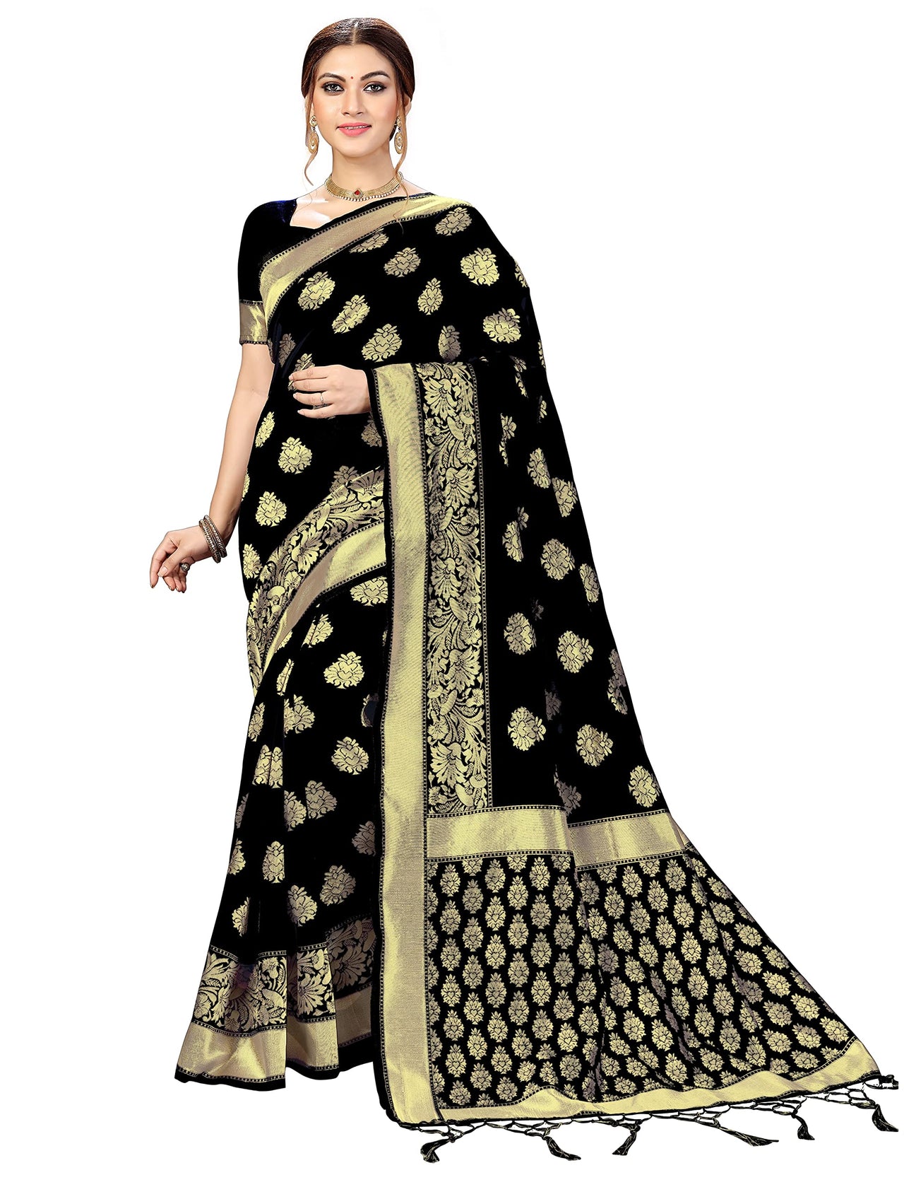 PANASH TRENDS Women's  Kanchipuram Banarasi Art Silk Saree with Blouse Piece