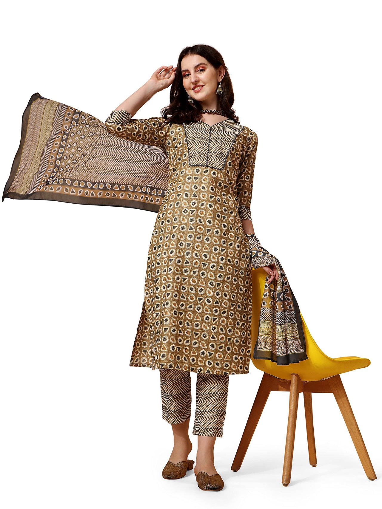 NAINVISH Women/Girls Trending Printed Kurta Pant with Dupatta (SD397_KBD)