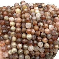 ABCGEMS Madagascan Rainbow Sunstone Beads (Gorgeous Shimmery Golden-Brown Overtones) Healing Crystal Stone Ideal for Bracelet Necklace Ring DIY Jewelry Making Craft Men Women Smooth Round 8mm Rainbow Sunstone (From Madagascar)