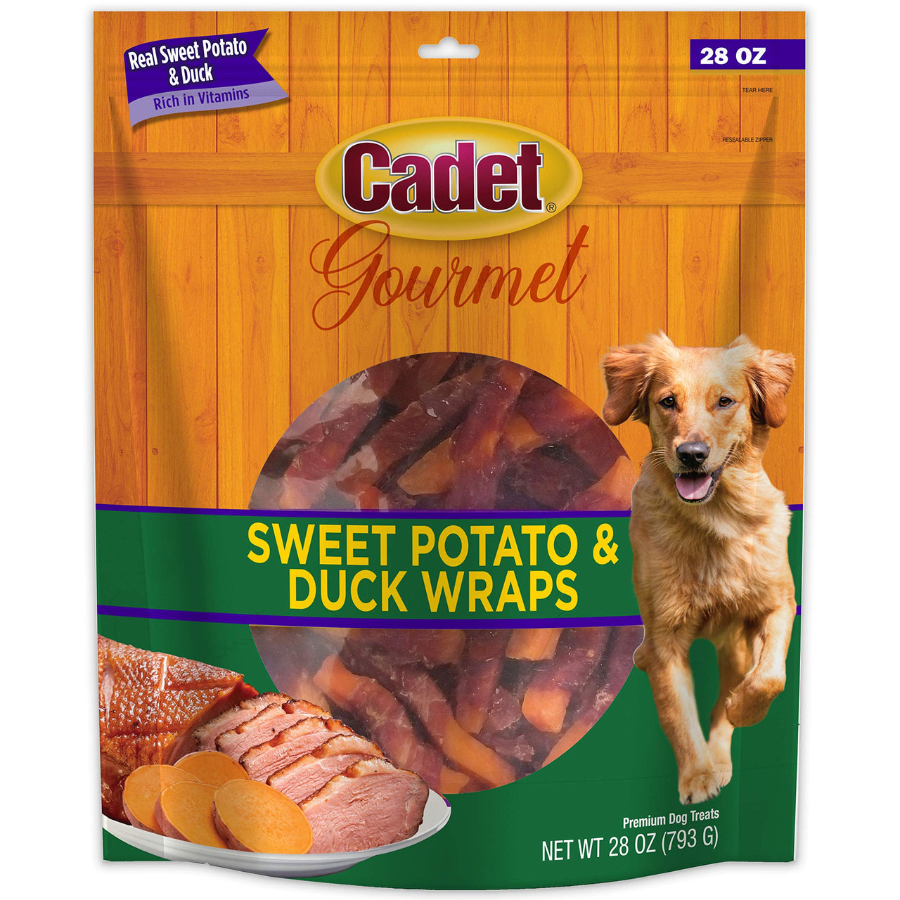 Cadet Gourmet Sweet Potato & Duck Wraps Dog Treats - Healthy & Natural Duck & Sweet Potato Dog Training Treats for Small & Large Dogs - Inspected & Tested in USA (28 oz.) 1.75 Pound (Pack of 1)
