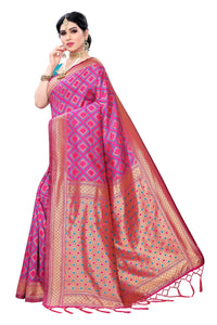 AKHILAM Women's  Banarasi silk woven Design Saree with Unstitched Blouse Piece(GNG220_QL_Parent)