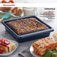 KitchenAid 9-In Nonstick Swiss Engineered Aluminized Steel Square Cake Pan, Dishwasher Safe, Ink Blue 9in