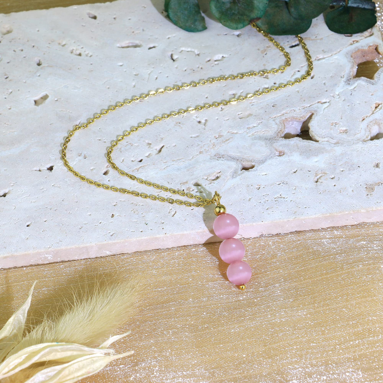Rose quartz necklace pink necklace for women, crystal jewelry as spiritual gifts for daughter pink beaded necklace as rose quartz jewelry for friends crystal pendant necklace healing gifts for girls pink rose quartz