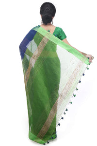 BENGAL HANDLOOM Women's  Art Silk Cotton Stripe Saree With Blouse Piece