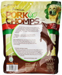 Pork Chomps Baked Pork Skin Dog Chews, 11-inch Knots, Bacon Flavor Strip, 4 Count 1.68 Pound (Pack of 1)