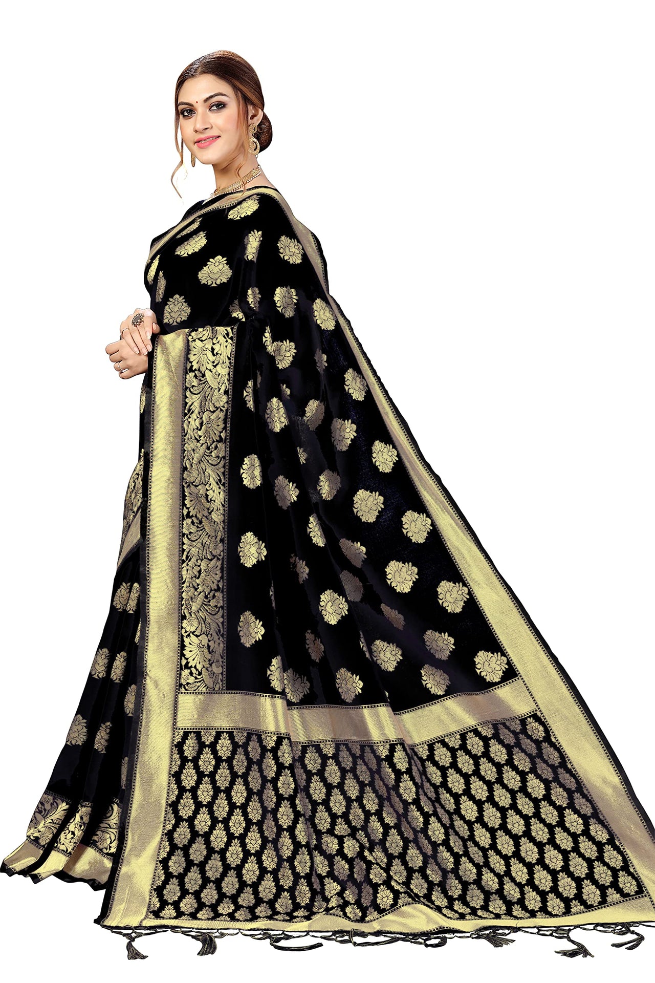 PANASH TRENDS Women's  Kanchipuram Banarasi Art Silk Saree with Blouse Piece