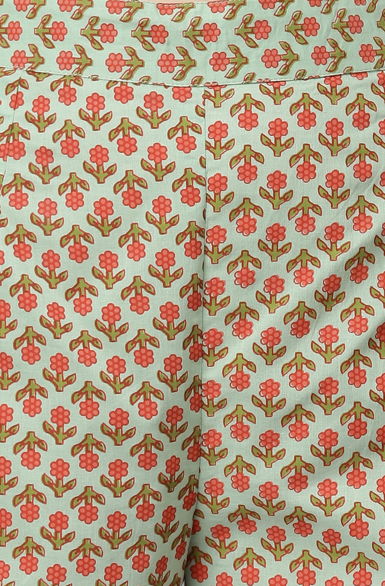 Janasya Women's  Light Green Cotton Kurta With Palazzo And Dupatta