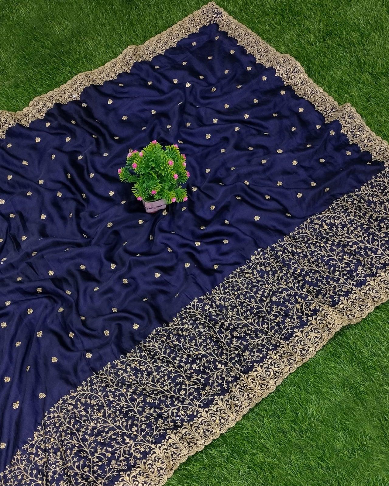 PANASH TRENDS Women's  Heavy Embroidered Silk Saree Women