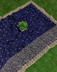 PANASH TRENDS Women's  Heavy Embroidered Silk Saree Women