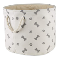 Bone Dry 5511 Pet Storage Collection Paw and Bone Print, Medium Round, Gray