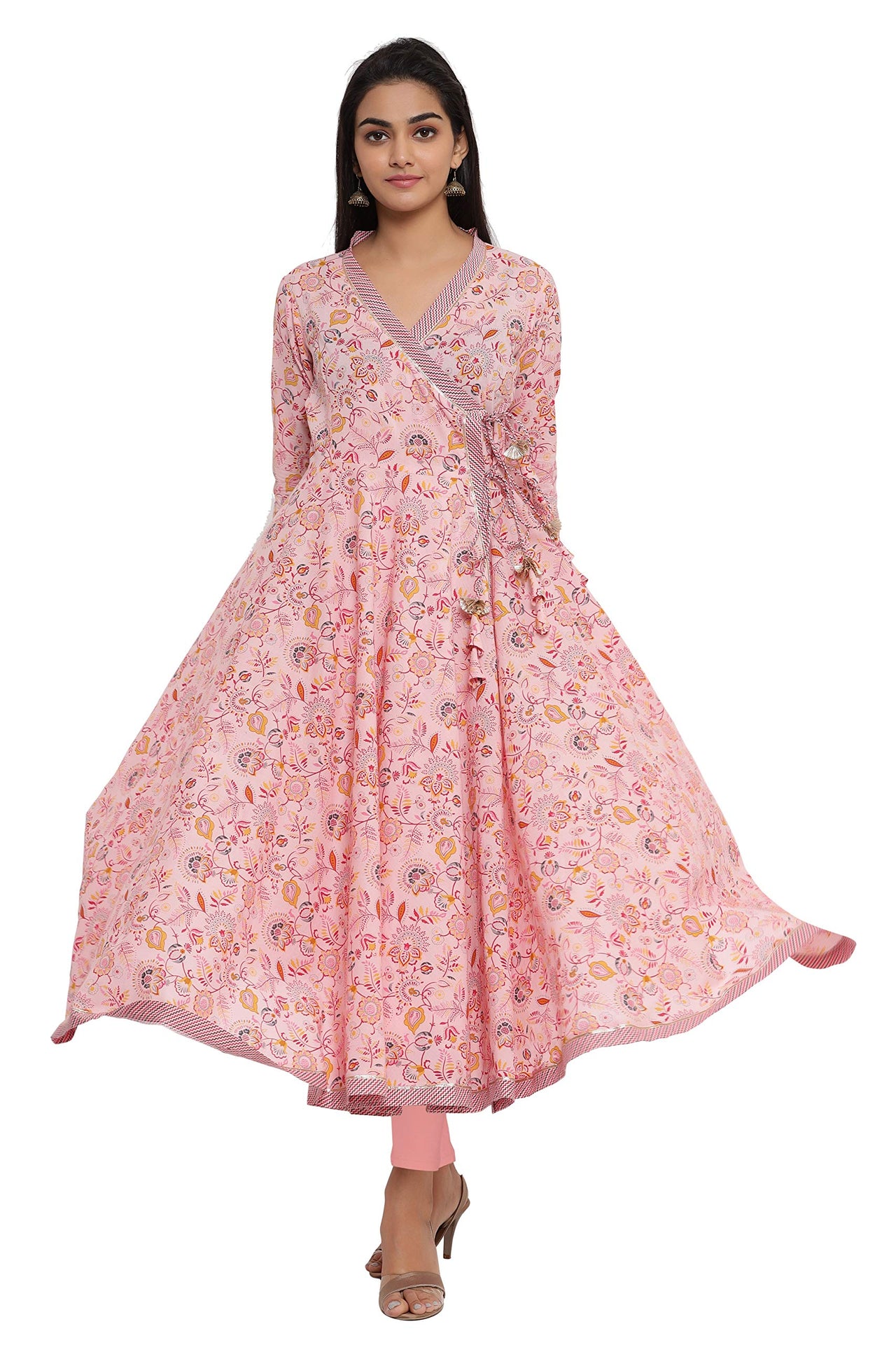 COTLAND Fashions Jaipuri Cotton Printed Angrakha/Angarkha/Front-Open Kurti for Women