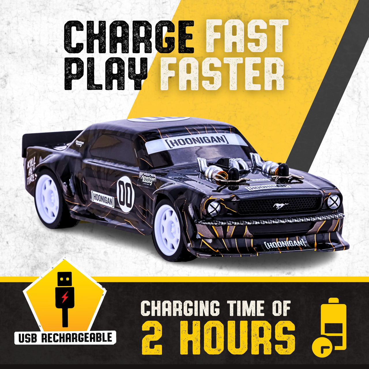 Flybar Hoonigan, Mustang Remote Control Car for Kids – RC Car, RC Cars, Race Car, 3.7V, 2.4 GHz, Detailed Replica Design, USB Rechargeable Battery Included, 1:32 Scale, 100 ft Range, 4 Mph