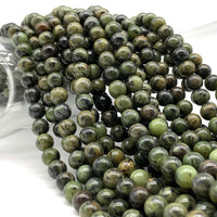 ABCGEMS Green Dendritic Jade Healing Chakra Crystal Stone Ideal for Bracelet Necklace Ring DIY Jewelry Making Craft Men Women Smooth Round 8mm Green Dendritic Jade (From Africa)