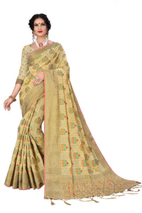 Divine International Trading Co Women's  Chanderi Saree With Blouse Piece