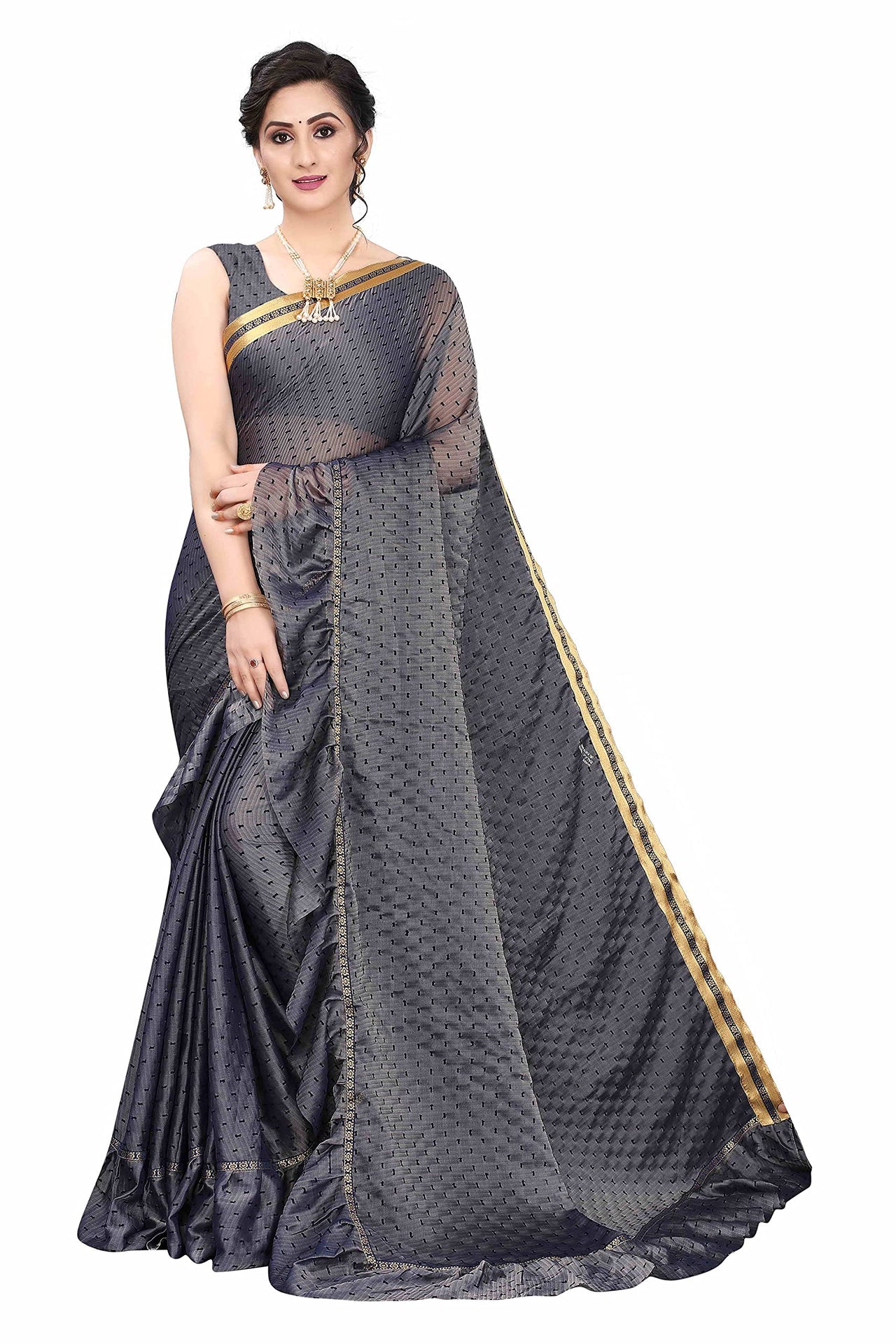 Anjaneya Sarees Women's  Georgette Saree With Blouse Piece