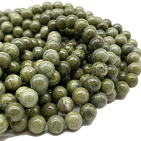 ABCGEMS African Light-Green Brecciated Jasper Beads (Gorgeous Veined Patterns in Beige) Healing Chakra Energy Crystal Stone Ideal for Bracelet Necklace Ring DIY Jewelry Making Craft Smooth Round 8mm Light-Green Brecciated Jasper (From Africa)