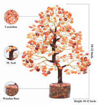 Carnelian Chakra Tree of Life - Crystal Tree for Positive Energy, Handmade Gemstone Tree - Feng Shui Decor, Good Luck Money Tree Bonsai - Orange Healing Crystals for Sacral Chakra, Prosperity Gift Carnelian (Golden Wire)