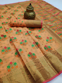 Divine International Trading Co Women's  Chanderi Saree With Blouse Piece