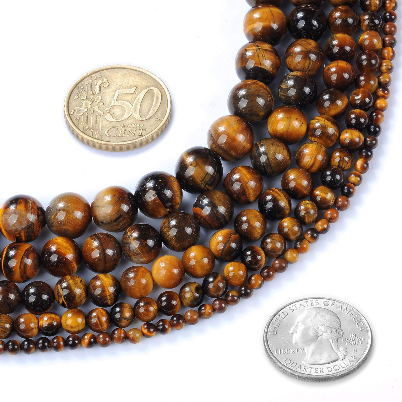 Natural Stone Beads 8mm Yellow Tiger Eye Gemstone Round Loose Beads Crystal Energy Stone Healing Power for Jewelry Making DIY,1 Strand 15"