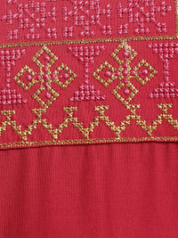 rangita Women 100% Cotton Yoke Zari Embroidered Knee Length Straight Kurti