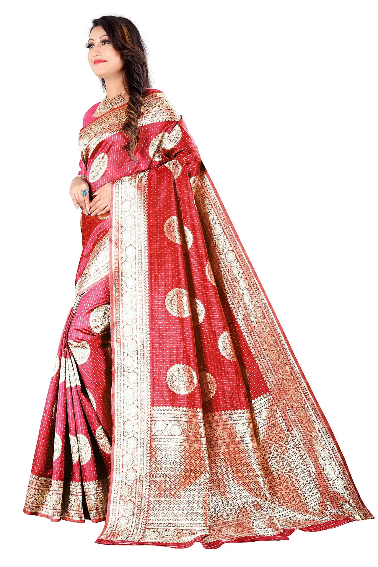 Amazon Brand - Anarva Soft Heavy & Cotton Silk Sarees for women, Beautiful saree free size with unstitched Blouse Piece