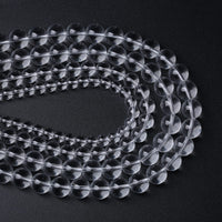 46PCS 8mm White Crystal Quartz Glass Beads Natural Stone Round Loose Beads for Jewelry Making DIY Bracelet Necklace 15 Inch ,Energy Stone Healing Power (8mm, White Crystal Glass)