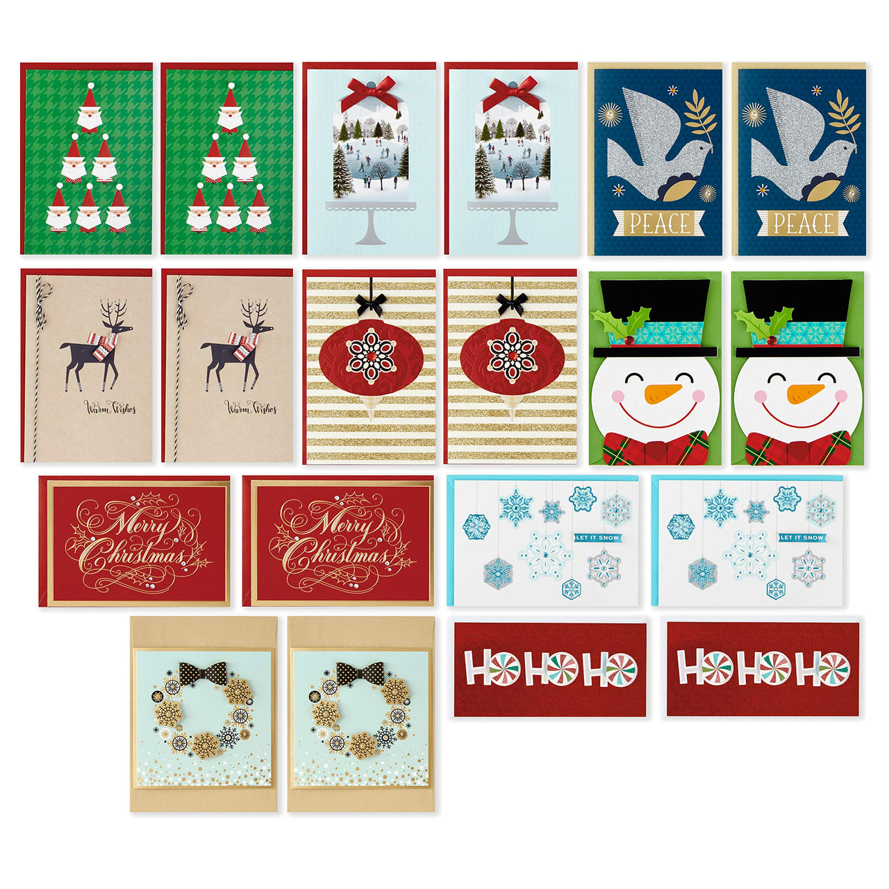 Hallmark Boxed Handmade Christmas Cards Assortment (Set of 20 Special Holiday Greeting Cards and Envelopes) (1XPX5639)