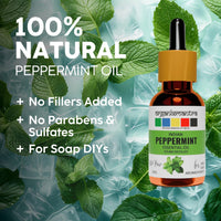 Organix Mantra Peppermint Oil for Skin, Hair, Personal Care & DIY - 100% Natural & Steam Distilled Oil - 15ML
