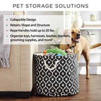 Bone Dry 5511 Pet Storage Collection Paw and Bone Print, Medium Round, Gray
