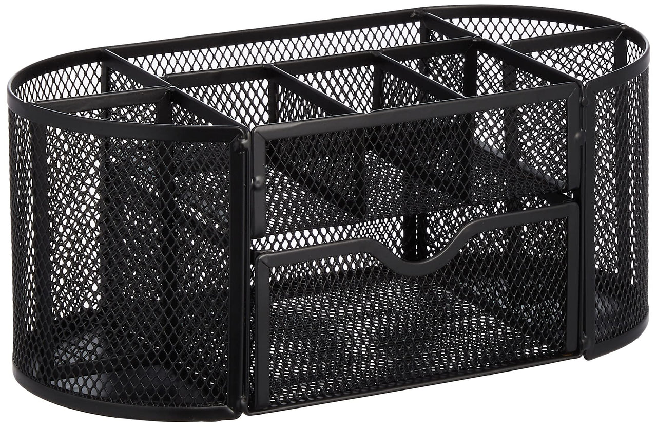 Basics Mesh Desk Office Organizer, Black, 9.25" x 4.53" x 3.94" Desk Organizer