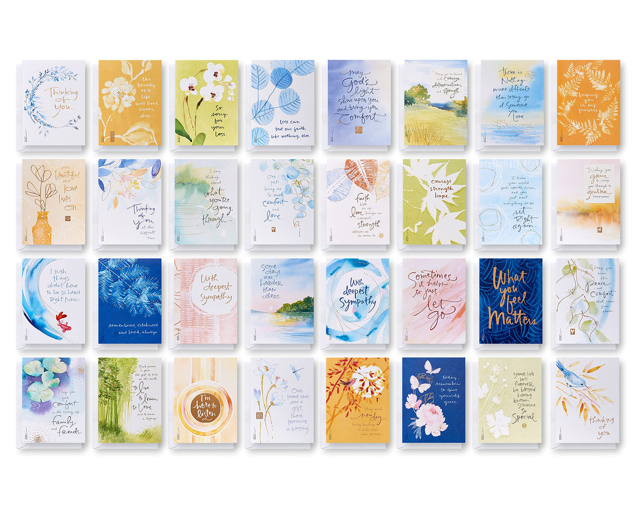 American Greetings Deluxe Boxed Sympathy, Thinking of You, and Blank Cards with Envelopes, Kathy Davis Designs (32-Count)