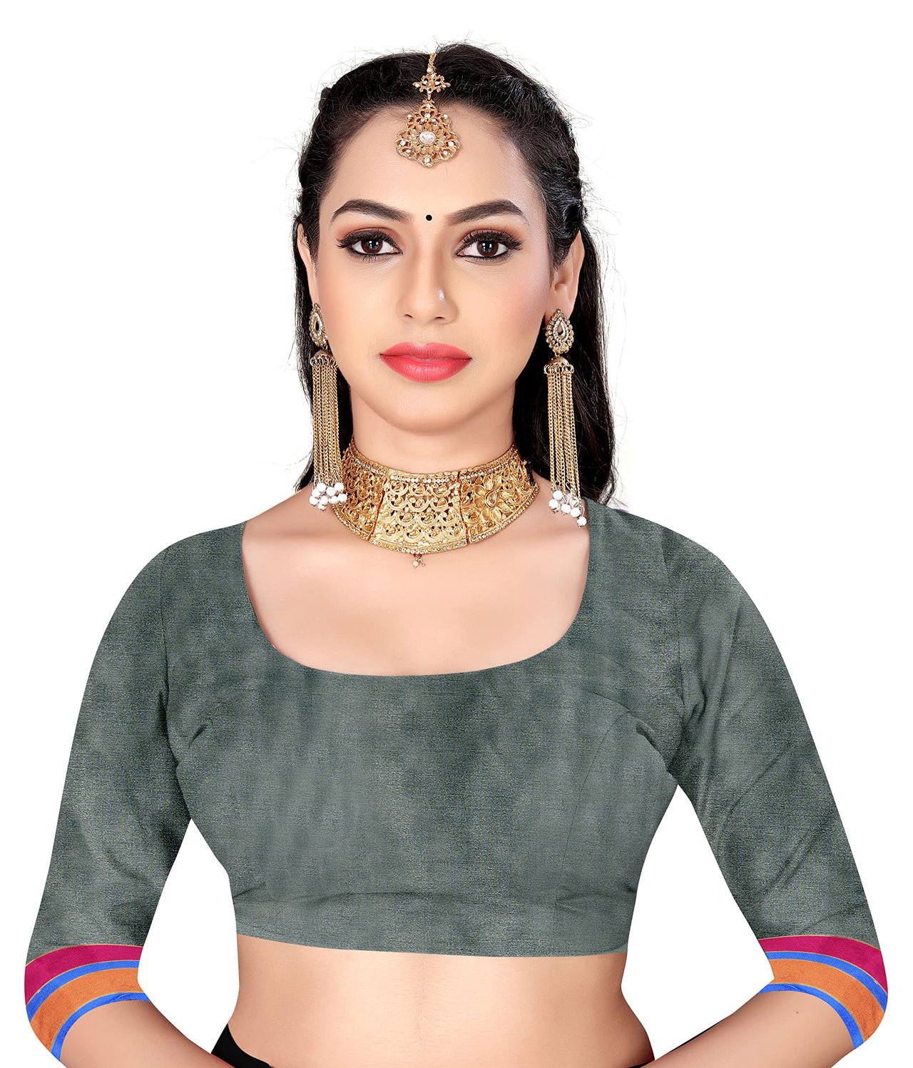 GRECIILOOKS Women's  Art Cotton Silk With Golden Border Printed Soft Silk Saree With Blouse Piece