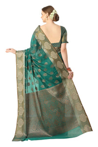 Jaam Silk Fashion Women's  kanjivaram Woven Pattu Silk Blend Saree with Blouse Piece