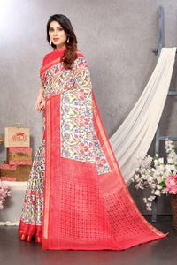 MIRCHI FASHION Women's  Fancy Penny Cotton Blend Kalamkari Printed Saree with Blouse Piece