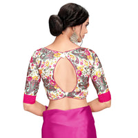 Cloud walker Women Soft Satin Silk Saree With Digital Printed Unstiched Blouse Piece(5.5m Saree +0.8m Blouse Piece).