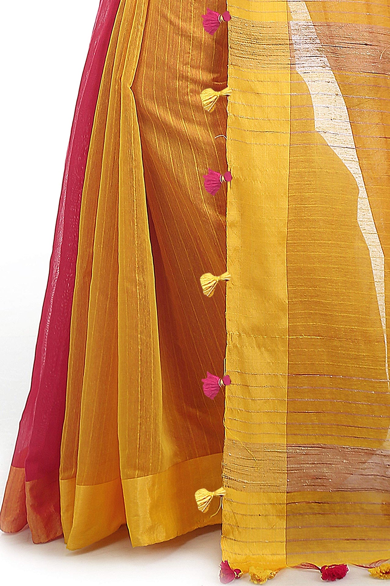 BENGAL HANDLOOM Women's  Art Silk Cotton Stripe Saree With Blouse Piece