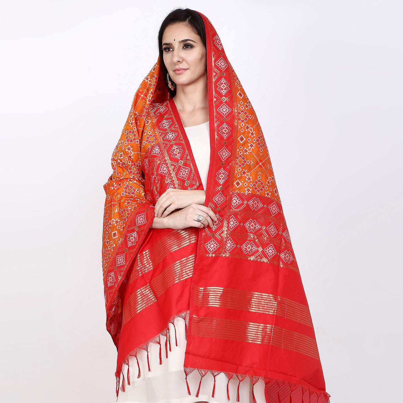 KAPAAHA Women's  Woven Design Silk Blend Dupatta Free Size