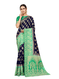 SATYAM WEAVES Women's  Banarasi Cotton Silk Saree With Blouse Piece