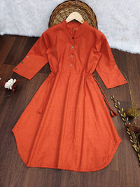 DHRUVI TRENDZ Kurti for Women || Soft Cotton Plain Long Straight Kurtis for Girls || Stitched Collar Kurta || Ideal for Office || Casual || Collage || Festival Wear Kurtis for Ladies