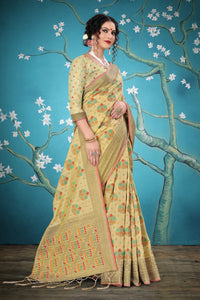 Divine International Trading Co Women's  Chanderi Saree With Blouse Piece