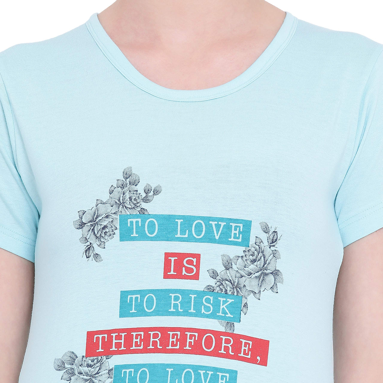 In Love Ladies Long Knee Length Chest Printed Side Slits Tshirts