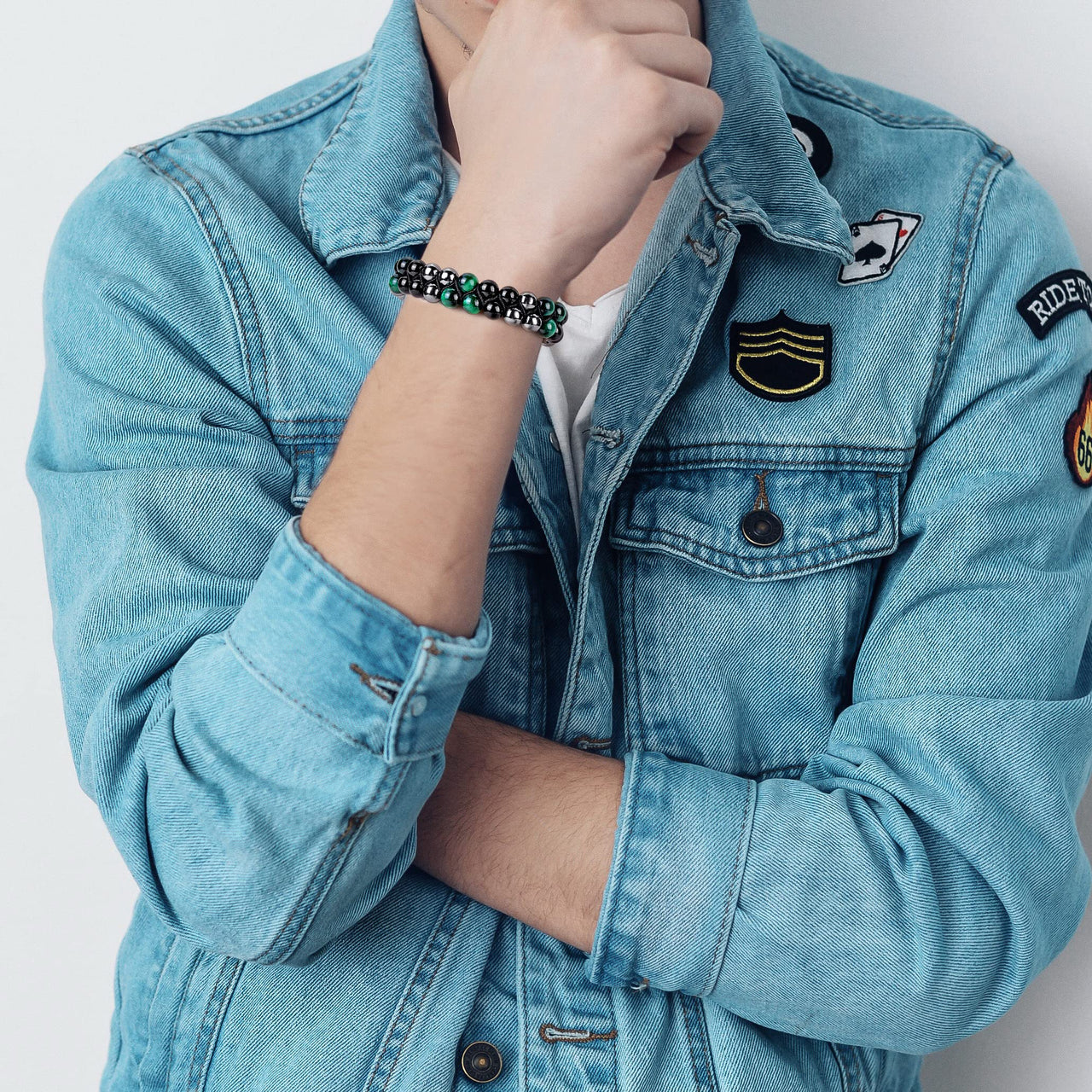 Triple Protection Bracelet 8MM Green Tiger Eye Black Onyx Hematite Stone Bracelet Healing Crystal Natural Stone Bracelet for Men Women Bring Prosperity Luck (8mm Green Tiger Eye/Black Onyx/Hematite) 8mm Green Tiger Eye/Black Onyx/Hematite