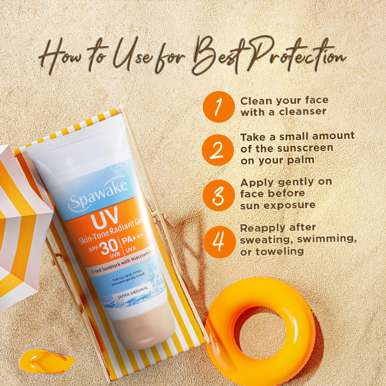 Spawake Sunscreen UV Tone Radiant Gel | SPF 30 PA+++ | Tinted & Non Greasy | Even Tone | For All Skin Tones | 45g