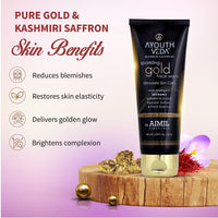 Ayouthveda Sparkling 100 ml Gold Face Wash With 24k Gold & Saffron | Face Wash for Glowing Skin Men and Women | Suitable for Normal & Dry Skin (Pack of 3;100ml each)